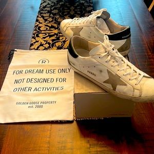 Golden Goose Superstar Men’s Sneakers with Green Heel Tab & Metal Stud Size 45